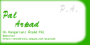 pal arpad business card